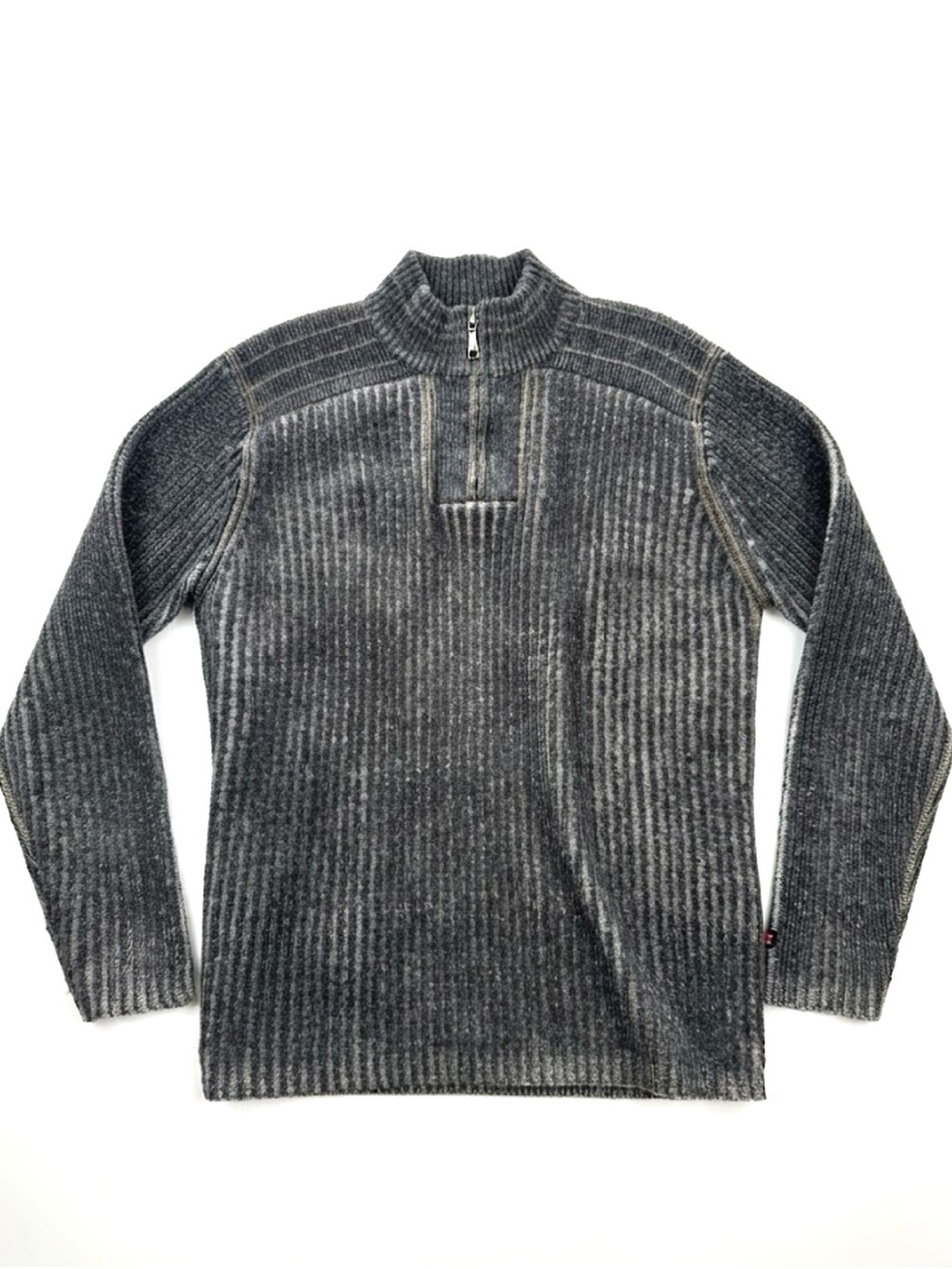 Point Zero Men's Charcoal Ribbed Half-Zip Sweater